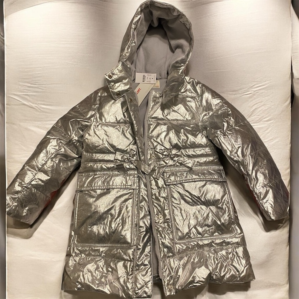 Crewcuts Shiny Silver Kids Puffer Jacket